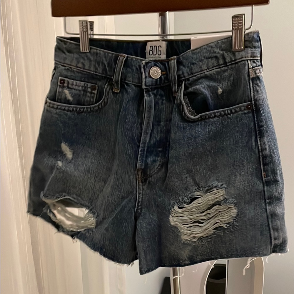 BDG Women's Distressed Blue Denim Shorts